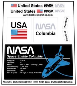 Replacement Sticker for Set 10283 - NASA Space Shuttle Columbia