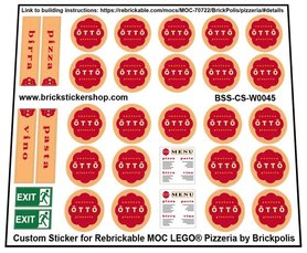 Sticker Sheet fits LEGO Rebrickable MOC-70722 Pizzeria Modular (Brickpolis)