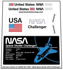 Alternative Custom Sticker for LEGO set 10283 - NASA Space Shuttle Challenger (2021)