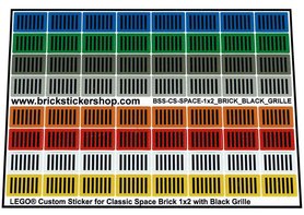 Custom Stickers fits LEGO Classic Space Bricks 1x2 with Black Grille