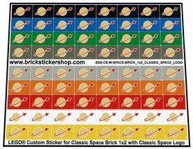 Custom Sticker - Classic Space Bricks 1x2 with Classic Space Logo