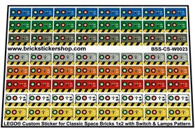 Custom Stickers fits LEGO Classic Space Brick 1x2 with Switch & Lamps Pattern