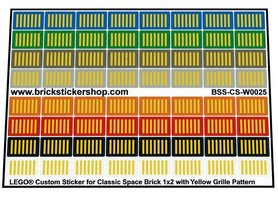 Custom Stickers fits LEGO Classic Space Brick 1x2 with Yellow Grille Pattern