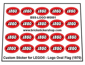 Precut Lego Custom Stickers for LEGO Logo Oval Flag (1970)