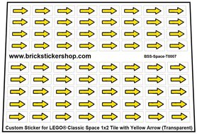 Lego Custom Stickers for Classic Space 1x2 Tile Yellow Arrow