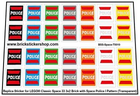 Lego Custom Stickers for Classic Space 33 3x2 Brick Space Police I Logo
