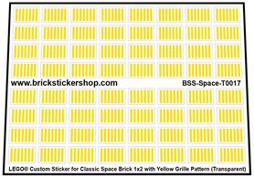 Lego Custom Stickers for Classic Space 1x2 Brick with Yellow Grille Pattern