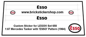 Replacement sticker Lego  650 - 1:87 Mercedes Tanker (Esso)