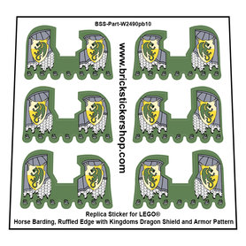 Custom Sticker - Horse Barding, Ruffled Edge with Kingdoms Dragon Shield and Armor Pattern