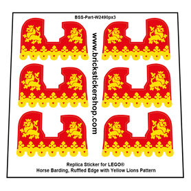 Custom Stickers for Lego Horse Barding, Ruffled Edge with Yellow Lions Pattern