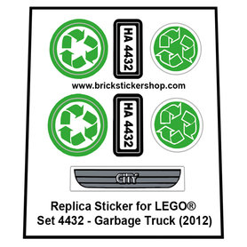 Precut Custom Replacement Stickers for Lego Set 4432 - Garbage Truck (2012)