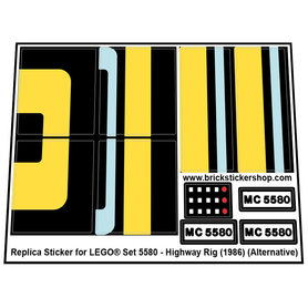 Replacement Sticker for Set 5580 - Highway Rig (Yellow)