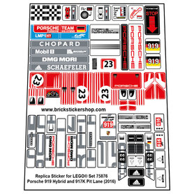 Replacement sticker fits LEGO 75876 - Porsche 919 Hybrid and 917K Pit Lane