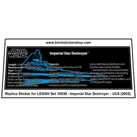 Replacement Sticker for Set 10030 - Imperial Star Destroyer - UCS