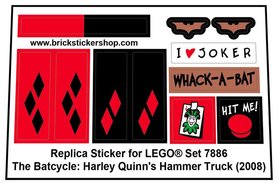 Replacement Sticker for Set 7886 - The Batcycle: Harely Quinn's Hammer Truck