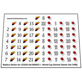 Replacement sticker fits LEGO 880002 - World Cup German Starter Set