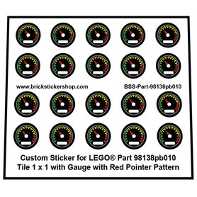 Custom Stickers for Lego Round Tile 1 x 1 with Gauge with Red Pointer