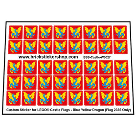 Custom Stickers for LEGO® Blue Yellow Dragon Flags (Flag 2335 Only)