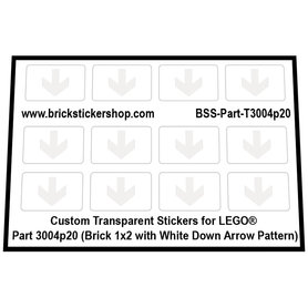 Custom Stickers fits LEGO part 3004p20 - Brick 1 x 2 with White Arrow Pattern
