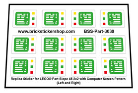 Custom Stickers for Lego part 3039 - Slope 45 2x2 with computer Screen Pattern