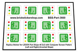 Custom Stickers fits LEGO Part 3660 - Inverted Slope 45 2x2 with computer Screen Pattern