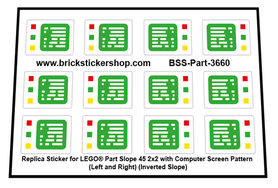 Custom Sticker - Part 3660 - Inverted Slope 45 2x2 with computer Screen Pattern