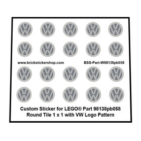 Custom Stickers for Lego Round Tile 1 x 1 with VW Logo Pattern