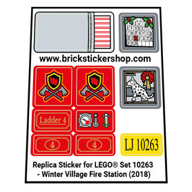Lego Set 10263 - Winter Village Fire Station (2018) Precut Custom Replacement Stickers