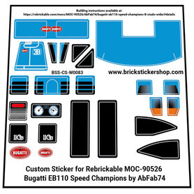Custom Sticker - Rebrickable MOC - 90526 - Bugatti EB110 Speed Champions by AbFab74