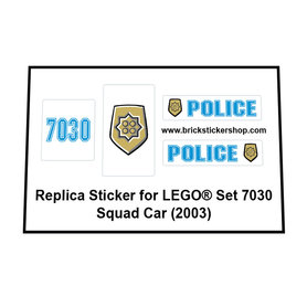 Replacement sticker fits LEGO 7030 - Squad Car