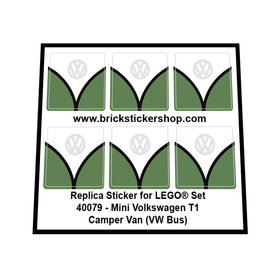 Replacement Sticker for Set 40079 - Mini Volkswagen T1 Camper Bus (VW Bus - Dark Green Version))