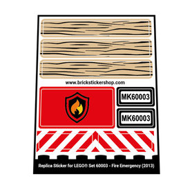 Replacement sticker fits LEGO 60003 - Fire Emergency