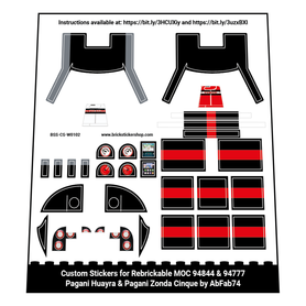 Custom Sticker - Rebrickable MOC 94844 & 94777 - Pagani Huayra & Pagani Zonda Cinque by AbFab74