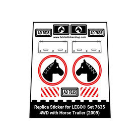 Replacement Sticker for Set 7635 - 4WD with Horse Trailer