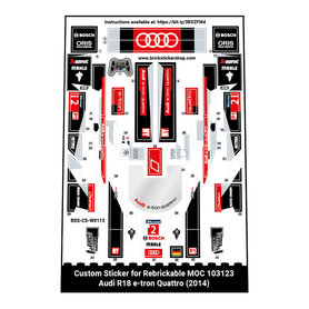 Custom Sticker for Rebrickable MOC 103123 - Audi R18 e-tron Quattro