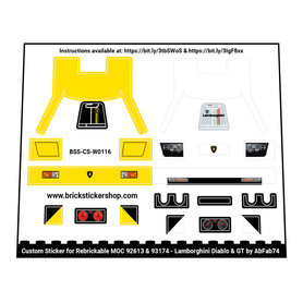 Custom Sticker - Rebrickable MOC 93174 & 92613 - Lamborghini Diablo & GT by AbFab74