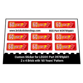 Custom Sticker - Part 39789pb01 - 2 x 4 Brick with '60 Years' Pattern