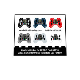 Custom Stickers fits LEGO Part 53118 - Video Game Controller with Race Car Pattern