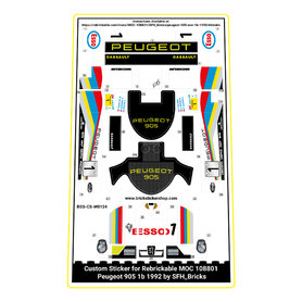 Custom Sticker - Rebrickable MOC 108801 - Peugeot 905 1b 1992 by SFH_Bricks