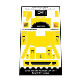 Custom Sticker - Rebrickable MOC 118833 - Ferrari F40 by barneius (Yellow Version)