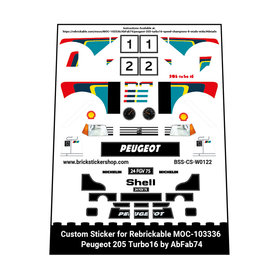 Custom Sticker for Rebrickable MOC 103336 - Peugeot 205 Turbo16 by AbFab74