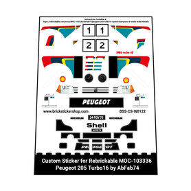 Custom Sticker - Rebrickable MOC 103336 - Peugeot 205 Turbo16 by AbFab74