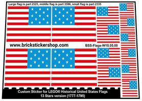 Custom Stickers fits LEGO Flags - 13 Stars version (1777-1795)