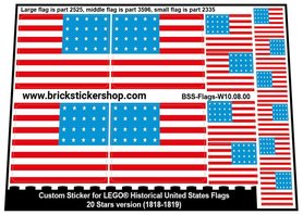 Custom Stickers fits LEGO Flags - 20 Stars Version (1818-1819)