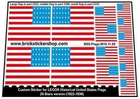 Custom Stickers fits LEGO Flags - 24 Stars Version (1822-1836)