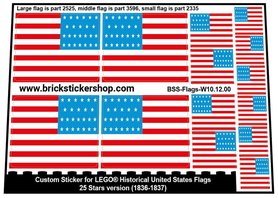 Custom Stickers for LEGO Flags - 25 Stars Version (1836-1837)