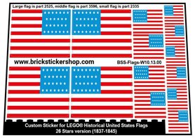 Custom Stickers for LEGO Flags - 26 Stars Version (1837-1845)