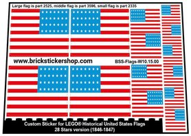 Custom Stickers fits LEGO Flags - 28 Stars Version (1846-1847)