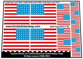 Custom Stickers for LEGO Flags - 30 Stars Version (1848-1851)