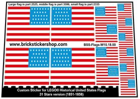 Custom Stickers for LEGO Flags - 31 Stars Version (1851-1858)
